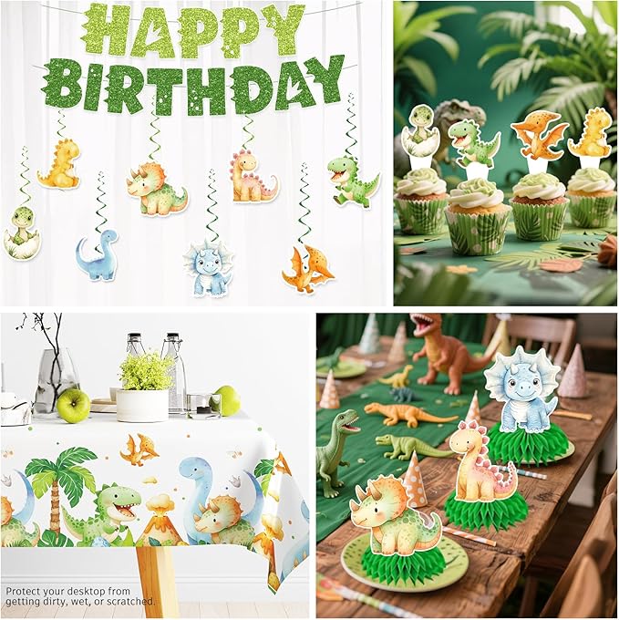 201Pcs Dinosaur Birthday Decorations Tableware Set Serve 25 Dinosaur