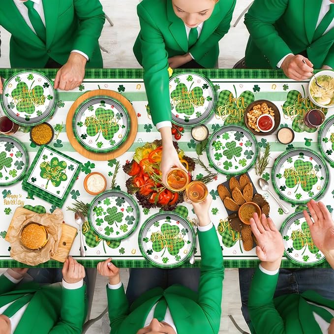 St Patrick's Day Party Supplies Tableware Set Irish Shamrock Themed
