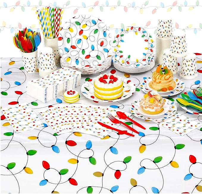 452 Pcs Christmas Party Decorations for 50 Guests Colorful Christmas