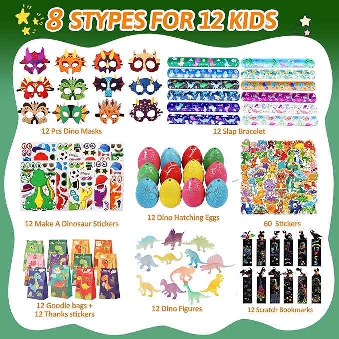 Dinosaur Party Favors For 12 Kids Dinosaur Birthday Party Supplies
