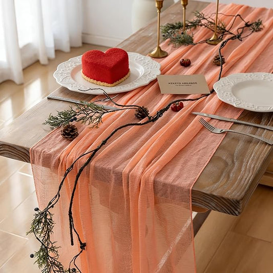 Keketoarrange 6pcs Fresh Salmon Cheesecloth Table Runner Valentines