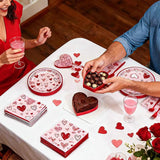 100 Pcs Valentine's Day Heart Tableware Party Supplies Set Serves 25