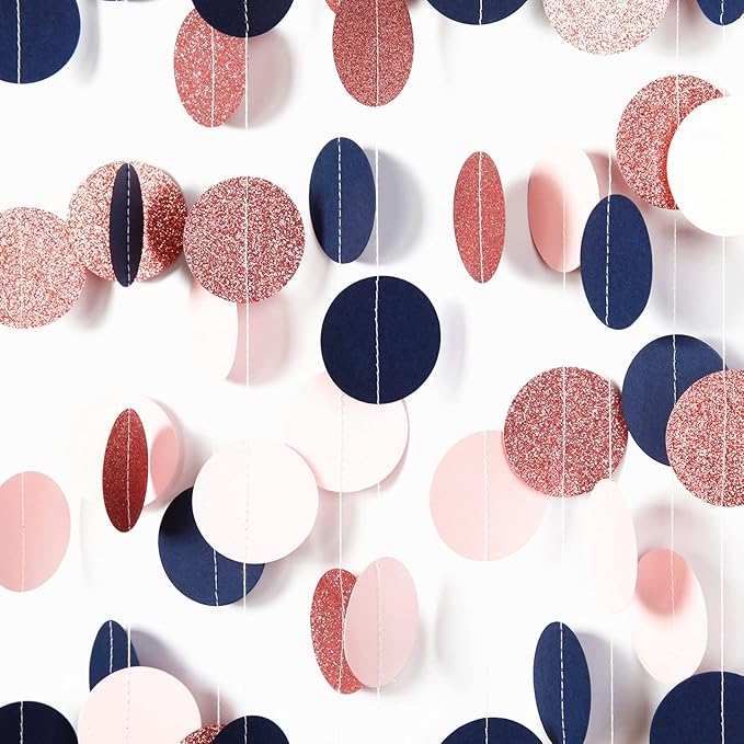 Navy Blue Pink Rose Gold Gender Reveal Decorations 52FT Party