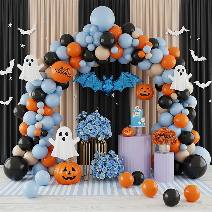 Halloween Balloon Arch Kit 120PCS Halloween Sand White Black Orange