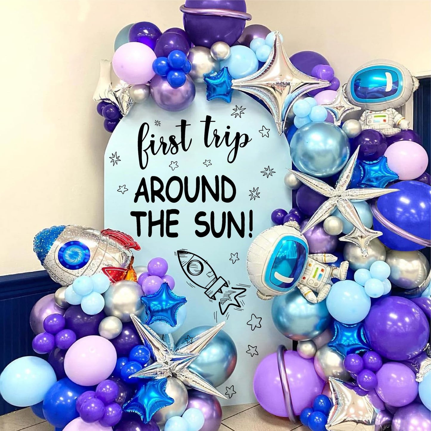 Outer Space First Birthday Party Decorations Sign for Backdrop First