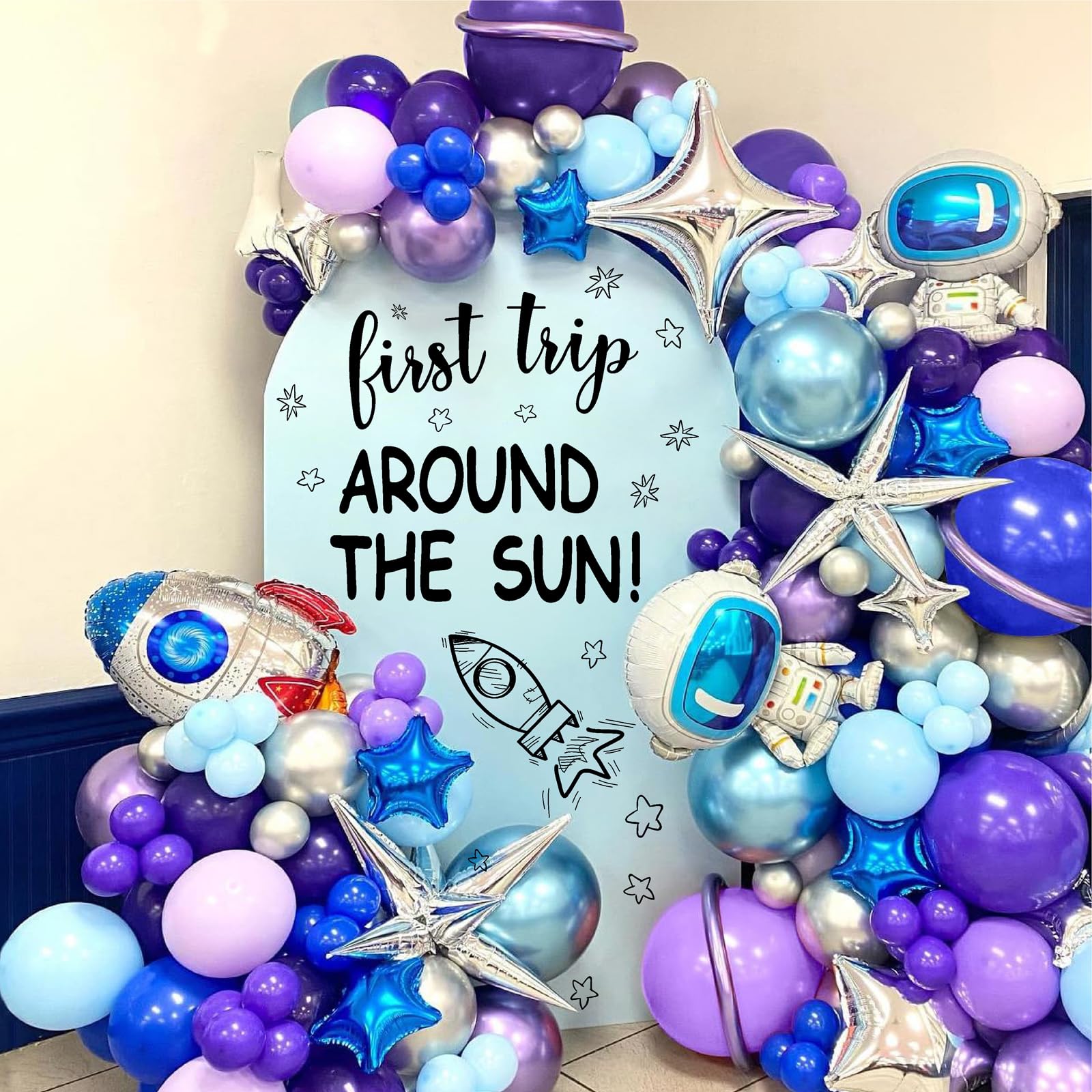Outer Space First Birthday Party Decorations Sign for Backdrop First