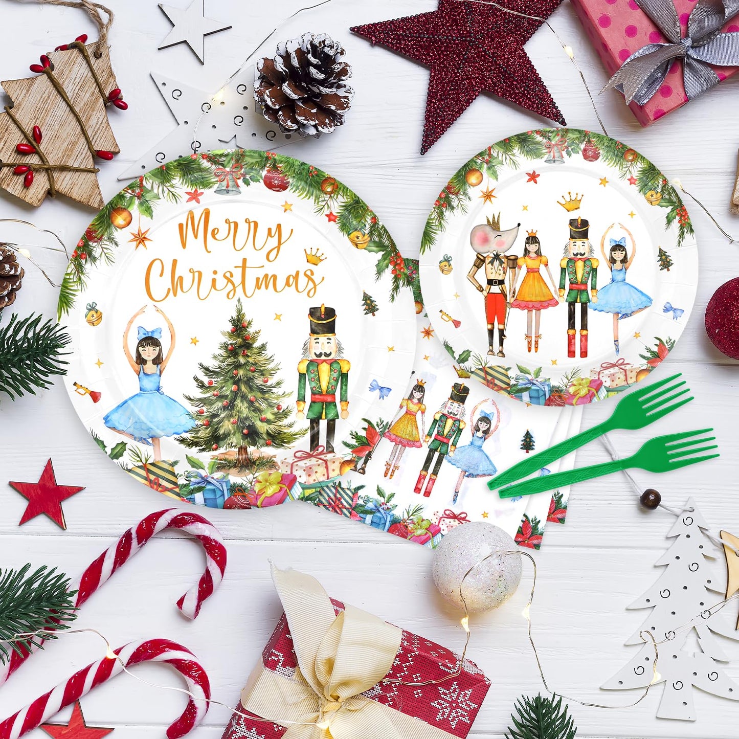96 Pieces Christmas Ballet Party Tableware Set – Festive Disposable