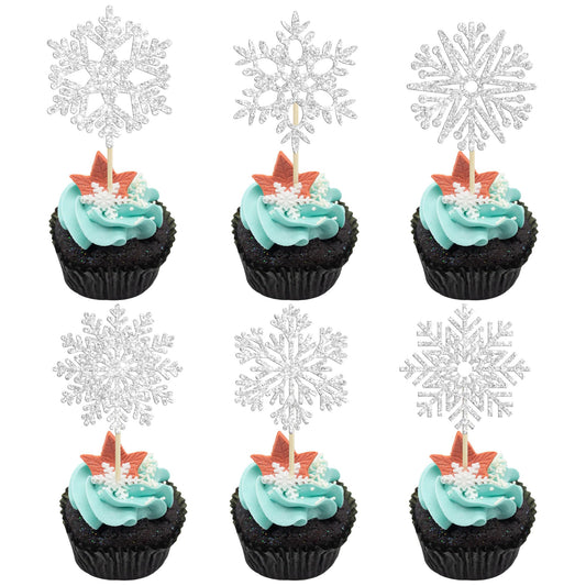 36Pcs Snowflake Cupcake Toppers Frozen Cupcake Picks Winter Frozen