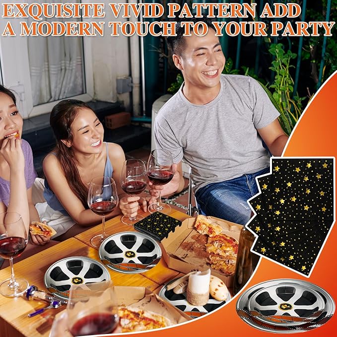 100 Pcs Movie Night Theme Party Supplies Serves 50 Plates and