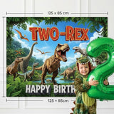 Dinosaur Two Rex Birthday Decorations include Hunter Green Brown