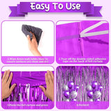 Voircoloria 2 Pack Purple Foil Fringe Backdrop Curtains, Tinsel