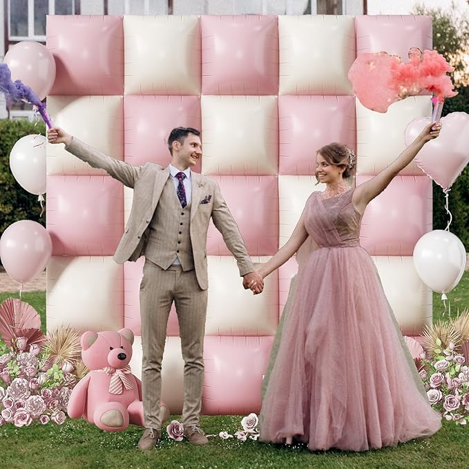 Pink Cream Balloons Square Foil Balloon 25PCS Boho Baby Pink and