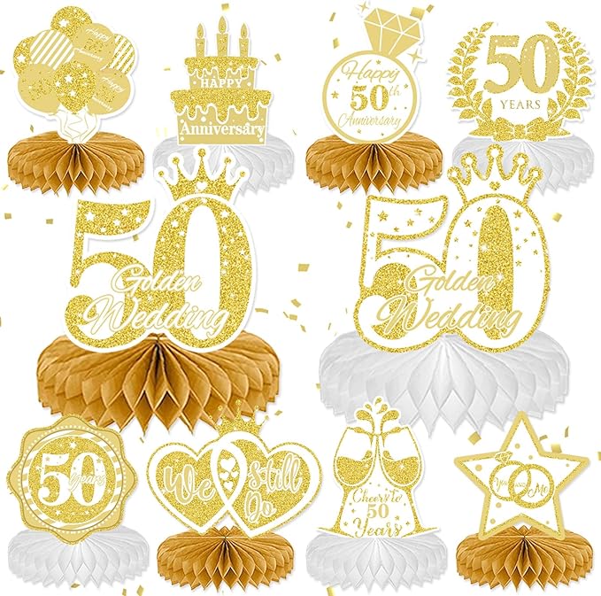 10 Pcs 50th Anniversary Decorations, 50th Wedding Anniversary