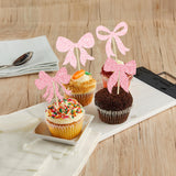 Gyufise 36Pcs Bow Cupcake Toppers Glitter Bowknot Cupcake Picks Bow