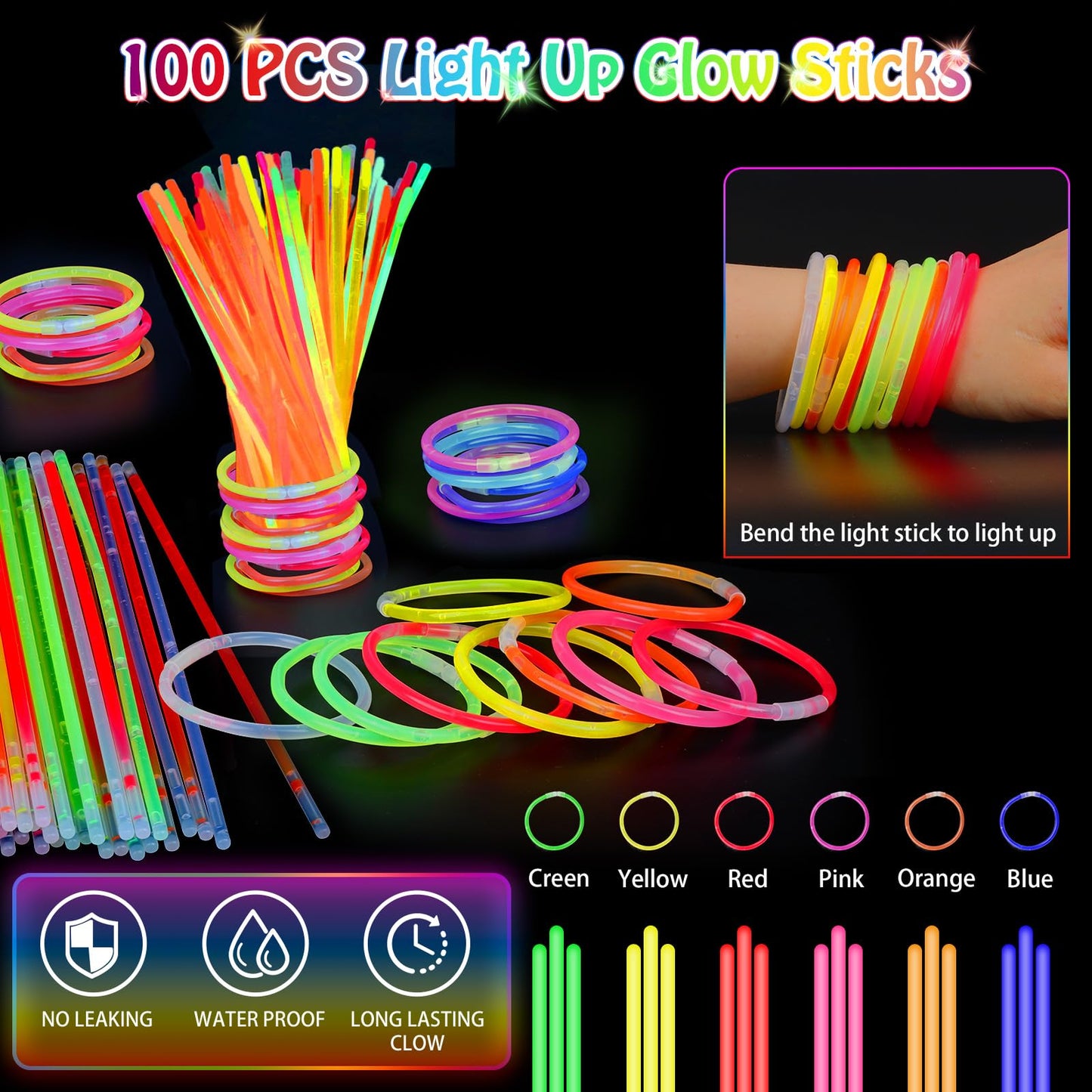 156 PCS Glow in the Dark Valentines Day Party Supplies, 12 Light Up