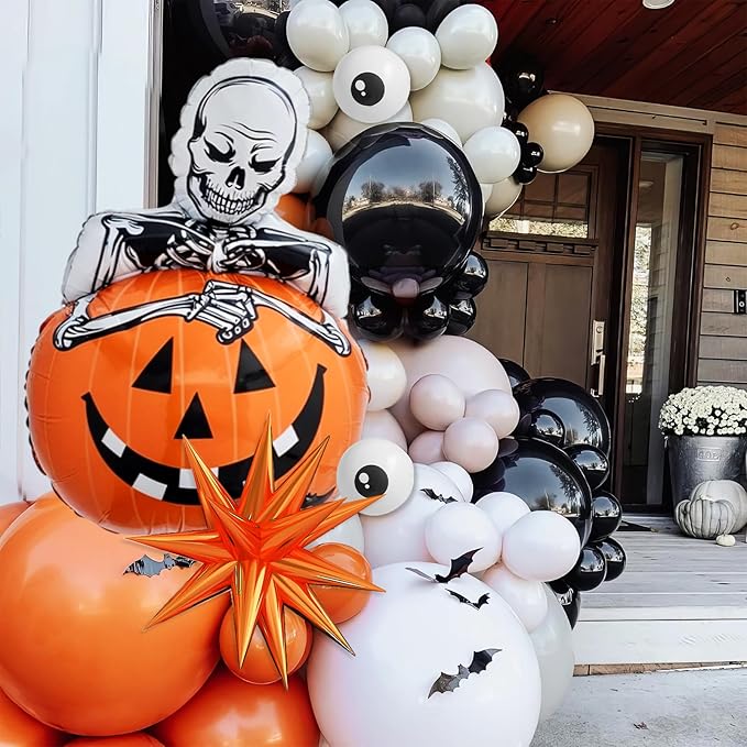 Halloween Balloon Arch Kit with Pumpkin Explosion Star Foil Balloons