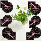 96 Pcs Retirement Party Plates Napkins Tableware Set Rose Gold Happy