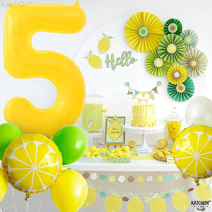 KatchOn, Yellow Number 5 Balloon - Giant, 40 Inch | Yellow 5 Balloon,