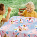 142 Pcs Bear Gender Reveal Decorations Bear Themed Plates Cups and