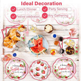 100 Pcs Strawberry Baby Shower Party Plates Napkins Forks Supplies