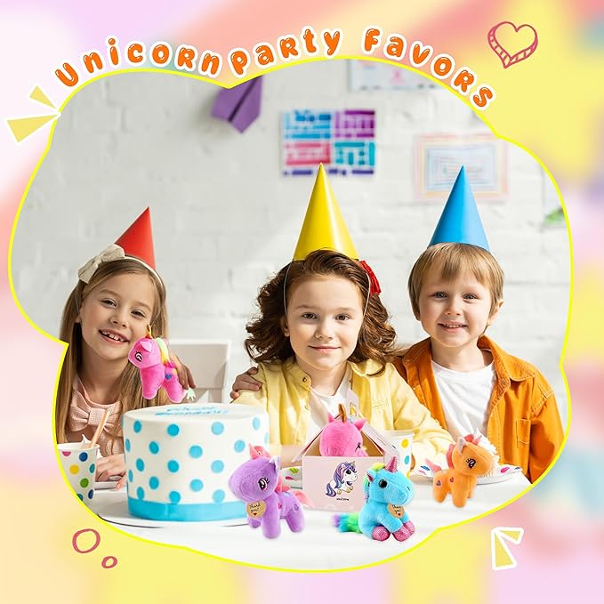 133 Pcs Unicorn Party Favors Include 16 Mini Plush Unicorn Keychains