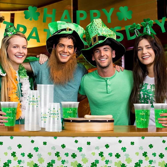 St Patrick's Day Celebration Pack 60 Pcs 12oz Irish Themed Plastic