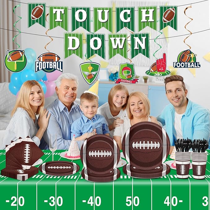 184pcs Football Party Supplies Decorations Set Serves 25 Includes