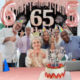 65th Birthday Decorations for Women with Banner Rose Gold Tablecloth