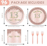 24 Sets 13th Rose Gold Birthday Party Decrations for Girls 13