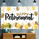 Happy Retirement Decorations Gold Large Balloon Banner Backdrop Sign