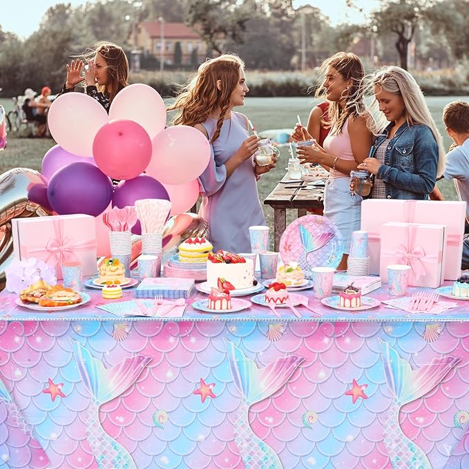 452 Pcs Mermaid Party Decorations Include Sea Mermaid Paper Plates