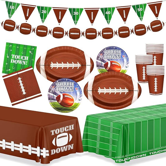 99PCS Football Party Tableware Supplies,Set of 24 Football Plates