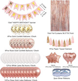 Amandir Rose Gold Birthday Party Decorations Kit, Confetti Foil Rose
