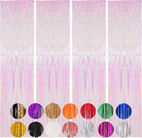 Voircoloria 4 Pack Iridescent Transparent Foil Fringe Backdrop