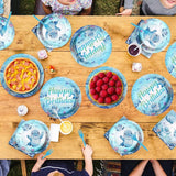 96Pcs Manatee Birthday Decorations Blue Under the Sea Plates and