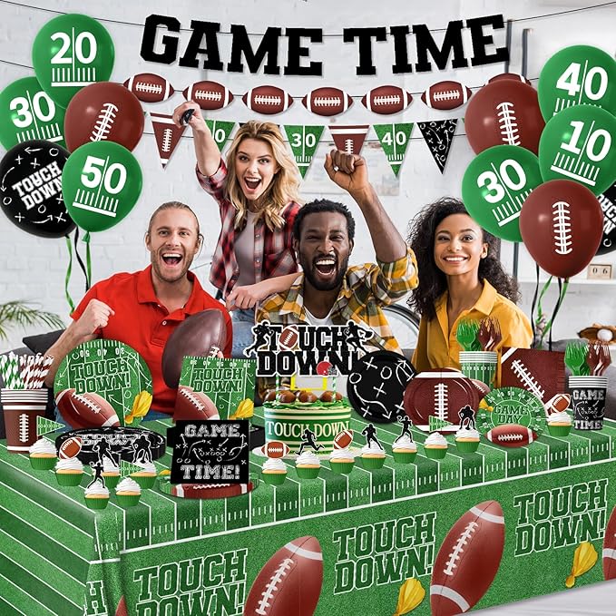 Football Party Supplies Kit Serve 24 Touchdown Plates Napkins