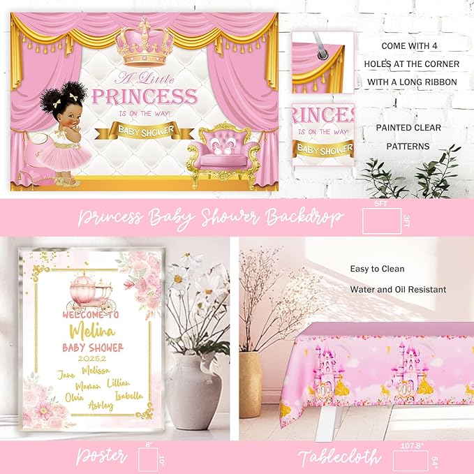 Royal Princess Baby Shower Decorations 138 PCs Baby Princess Party