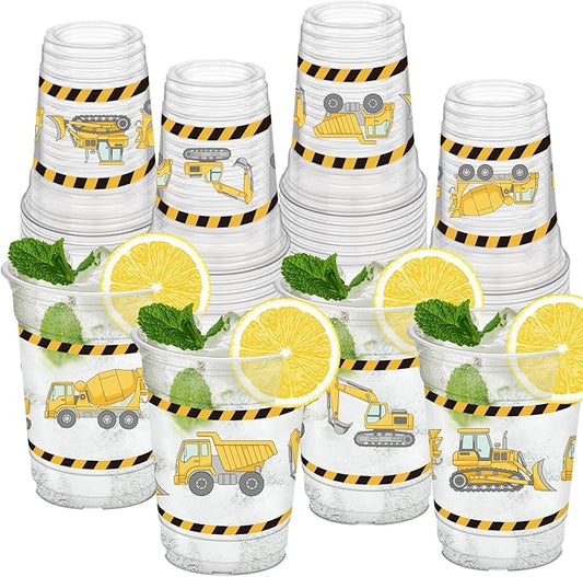 50Pcs Construction Cups 12oz Construction Themed Party Cups for Home