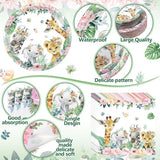 400 Pcs Safari Birthday Party Supplies Include Pink Green Jungle