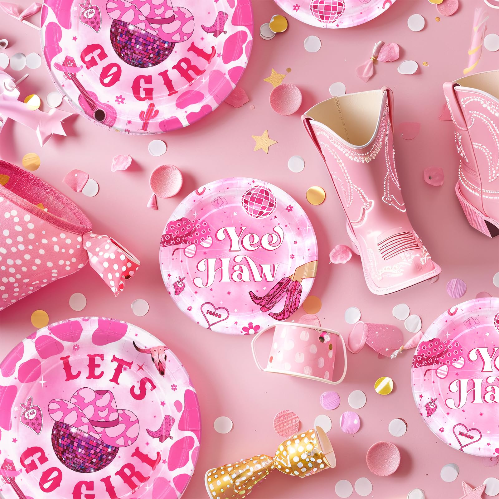 Pink Cowgirl Party Supplies Serves 20 - Nashville Bachelorette Party