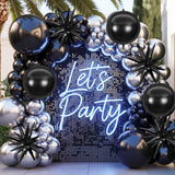 6Pcs Black Foil Balloons,22Inch Black 4D Round Ball Balloon and
