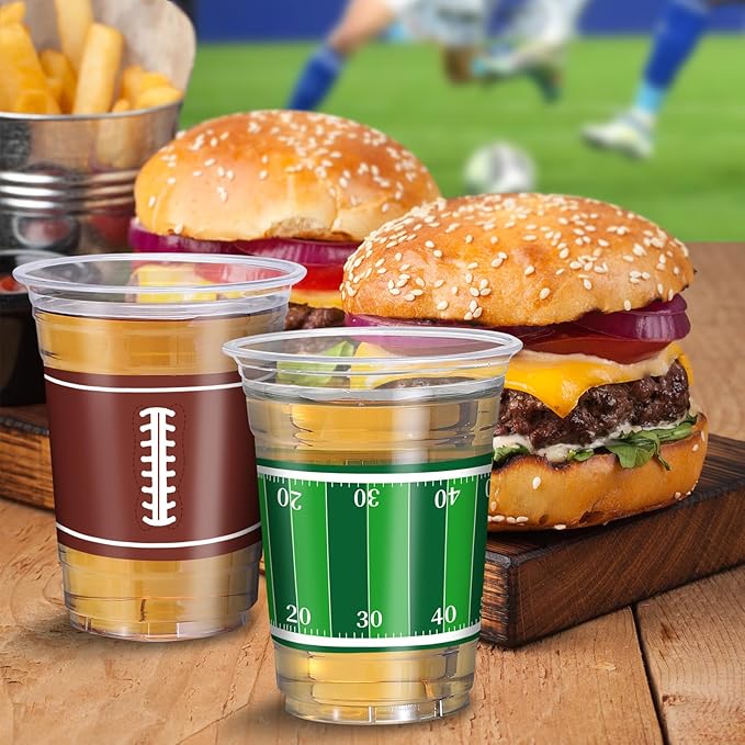 60 Pcs Football Party Cups in Bulk 16 Oz Disposable Plastic Football