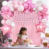 Pink Bow Birthday Decorations, Coquette Party Decoration for Girls