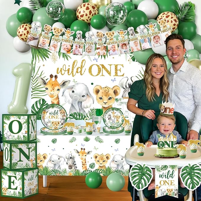 Cocomigo 248pcs Wild One Birthday Decorations for Boy Complete Wild