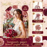 Bachelorette Party Decorations 15Pcs Burgundy Rose Gold Tissue Pom