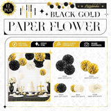 NICROLANDEE Black and Gold Party Supplies for 2026 Graduation - 12PCS