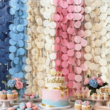 205 Ft Dusty Rose Pink Blue Khaki Beige Circle Dot Backdrop Garland