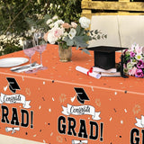 QZYL 2Pcs 2026 Graduation Table Cloths, 108" X 54" Orange Grad Party