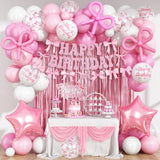 Pink Bow Birthday Decorations, Coquette Party Decoration for Girls
