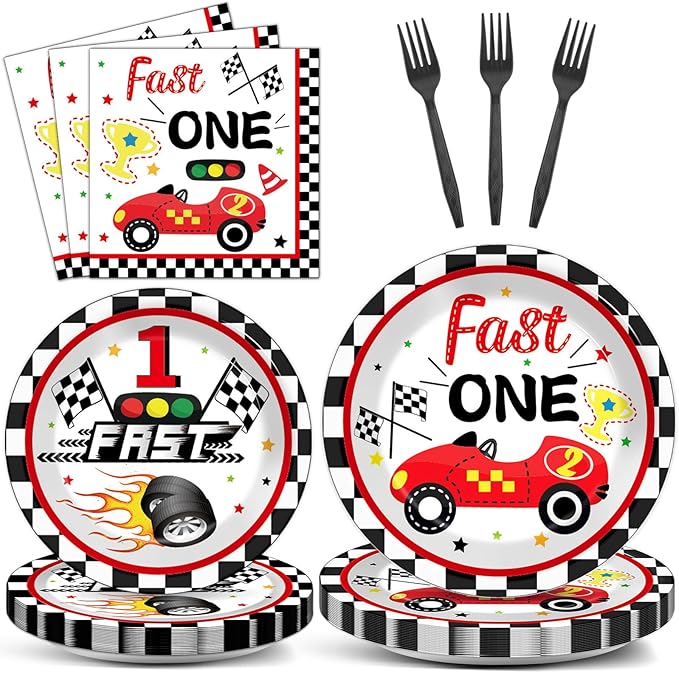 Fast One Birthday Decorations for Boys Racing Car 1st Birthday Party
